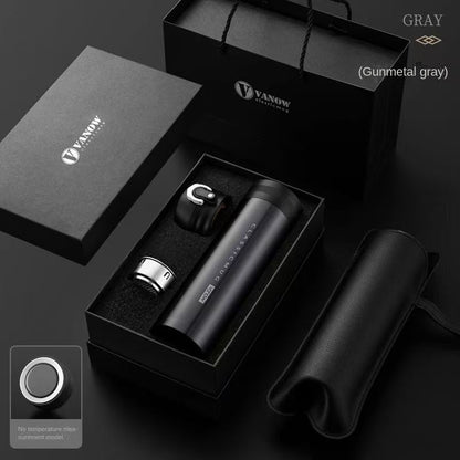 High-end Gift Box Insulated Travel Mug for Men, Business Outdoor Cup with Dual Lids for Tea Brewing