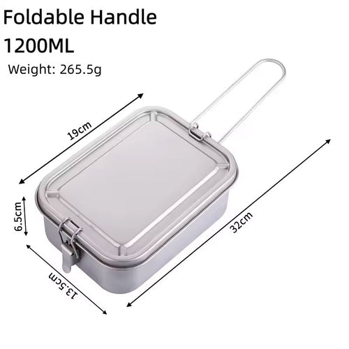 Titanium Lunch Box with Lid & Folding Handle – Leak-Proof, Lightweight for Camping, Hiking, Picnic & Travel