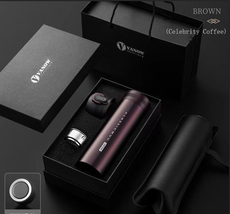 High-end Gift Box Insulated Travel Mug for Men, Business Outdoor Cup with Dual Lids for Tea Brewing