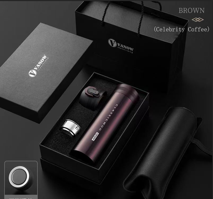 High-end Gift Box Insulated Travel Mug for Men, Business Outdoor Cup with Dual Lids for Tea Brewing