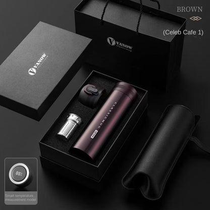 High-end Gift Box Insulated Travel Mug for Men, Business Outdoor Cup with Dual Lids for Tea Brewing