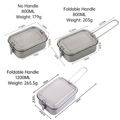 Titanium Lunch Box with Lid & Folding Handle – Leak-Proof, Lightweight for Camping, Hiking, Picnic & Travel