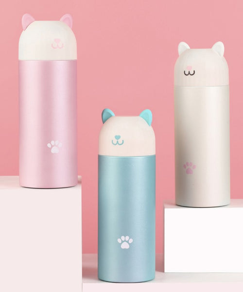Stainless steel smart cat creative thermos mug Portable cute girl student personality digital display children thermos mug